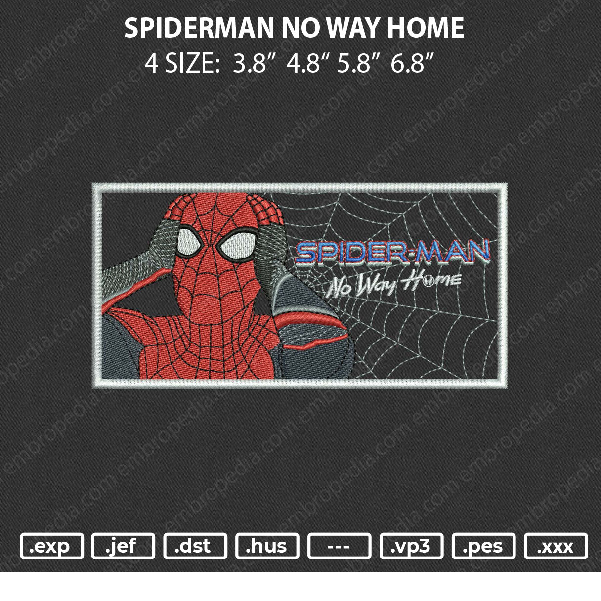 Spiderman No Way Home Embroidery File 4 size