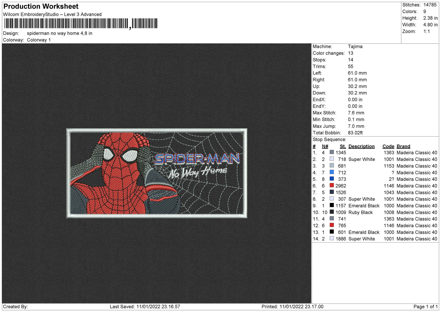 Spiderman No Way Home Embroidery File 4 size