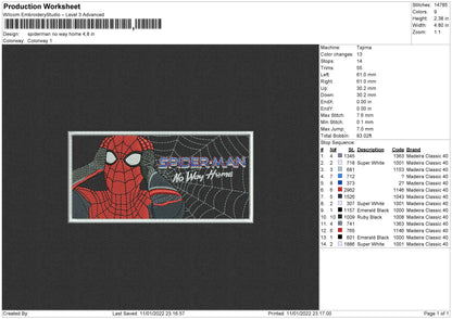 Spiderman No Way Home Embroidery File 4 size