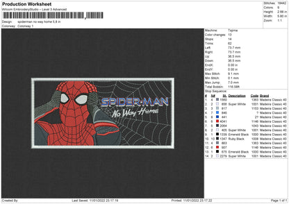 Spiderman No Way Home Embroidery File 4 size