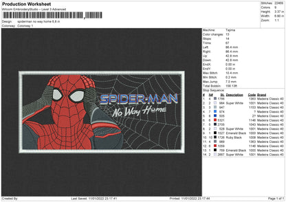Spiderman No Way Home Embroidery File 4 size