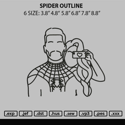 Spider Outline Embroidery File 6 sizes