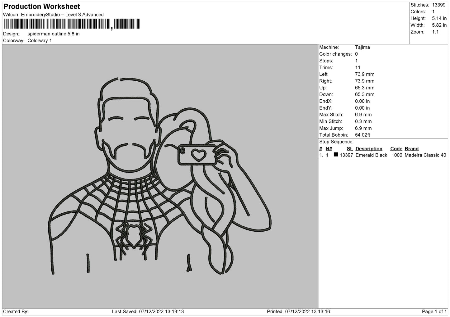 Spider Outline Embroidery File 6 sizes
