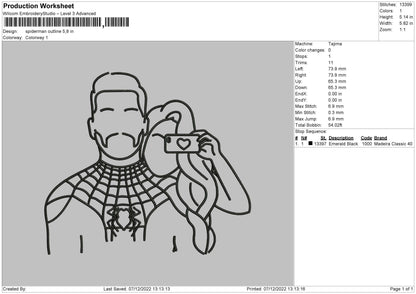 Spider Outline Embroidery File 6 sizes