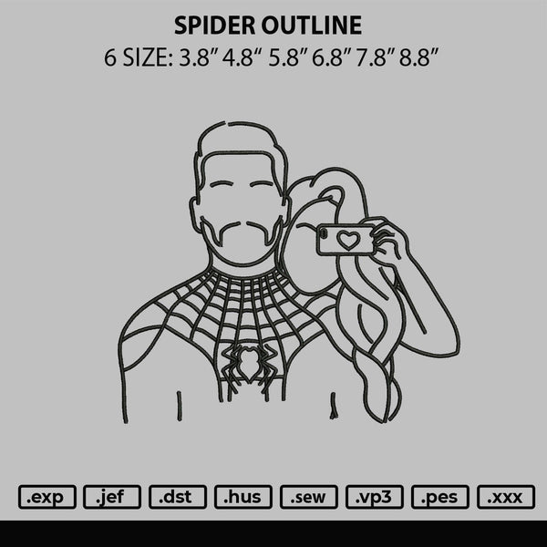 Spider Outline Embroidery File 6 sizes