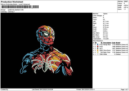 Spider Color Embroidery File 6 sizes