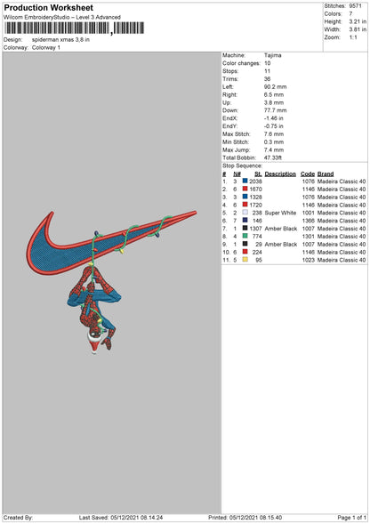 Spiderman Xmas Embroidery File 10 size