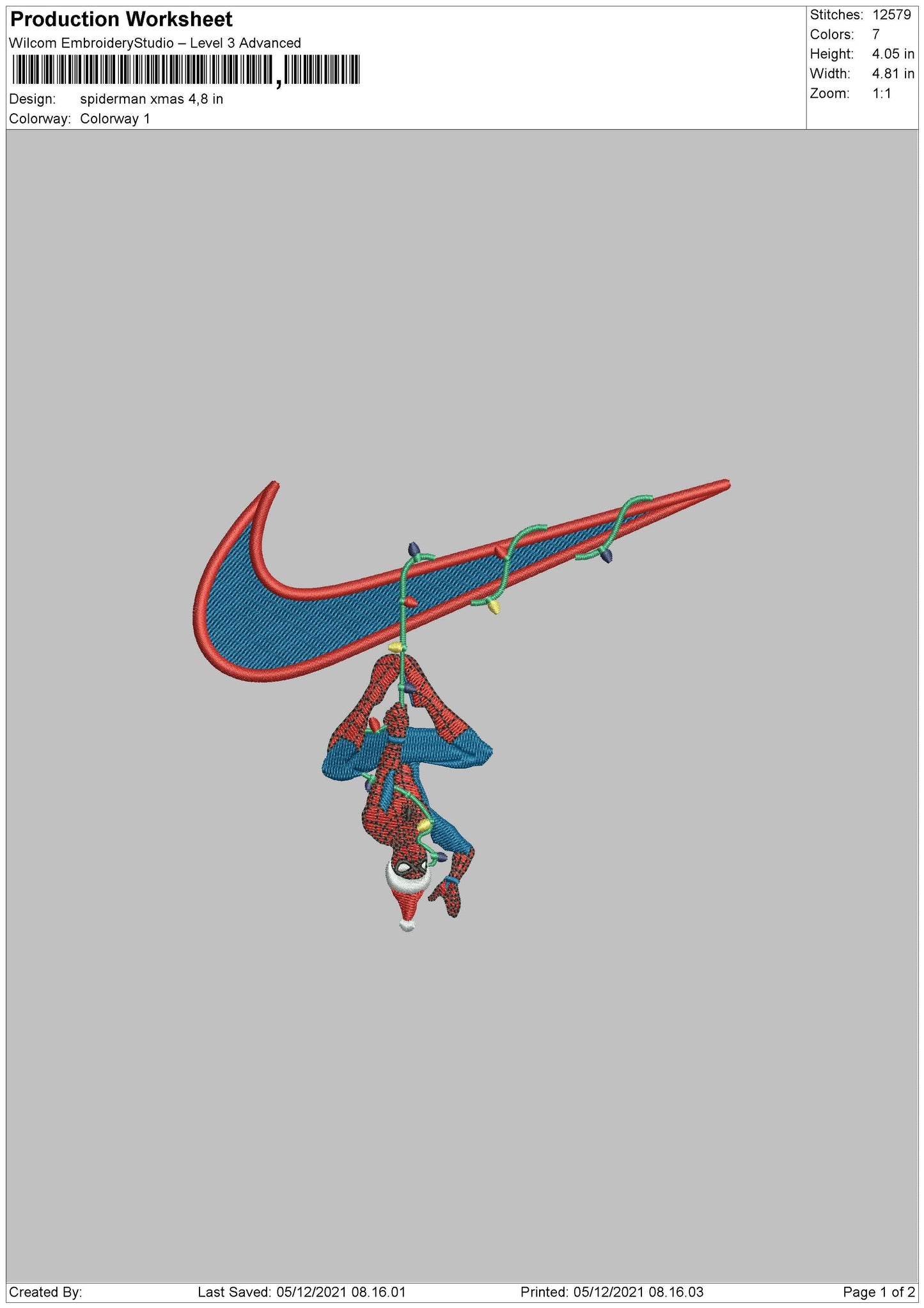 Spiderman Xmas Embroidery File 10 size