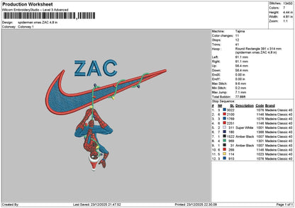 Swoosh spiderxmas 2312 Embroidery File 6 sizes