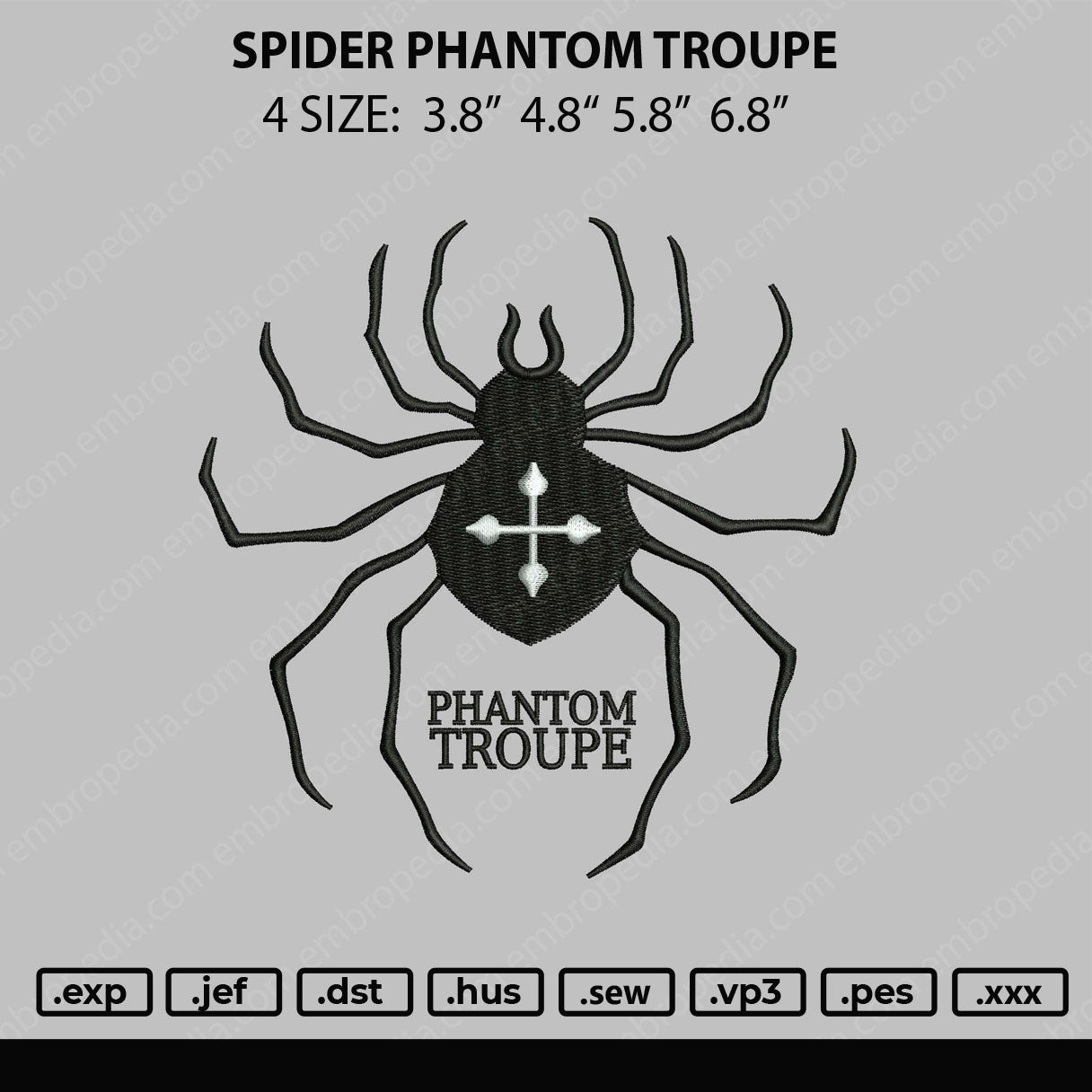 Spider Phantom Troupe Embroidery File 4 size