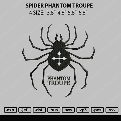 Spider Phantom Troupe Embroidery File 4 size