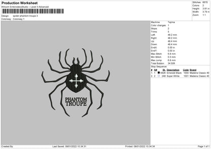 Spider Phantom Troupe Embroidery File 4 size