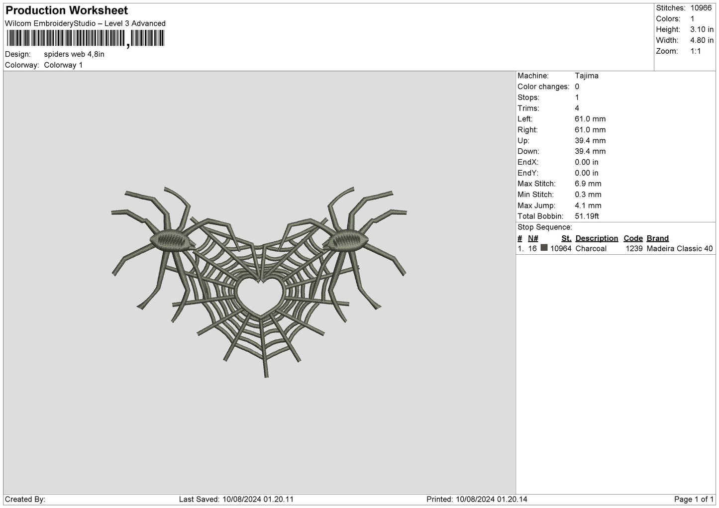 Spiders Web 04 Embroidery File 6 sizes