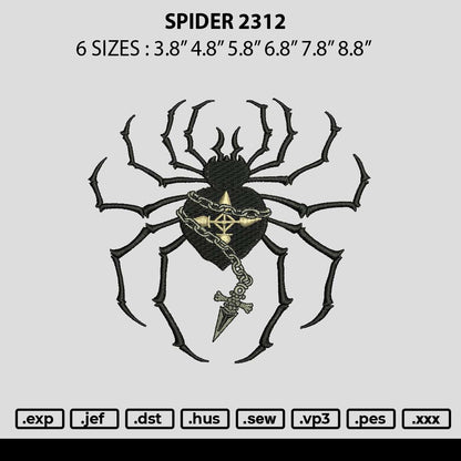 Spider 2312 Embroidery File 6 sizes