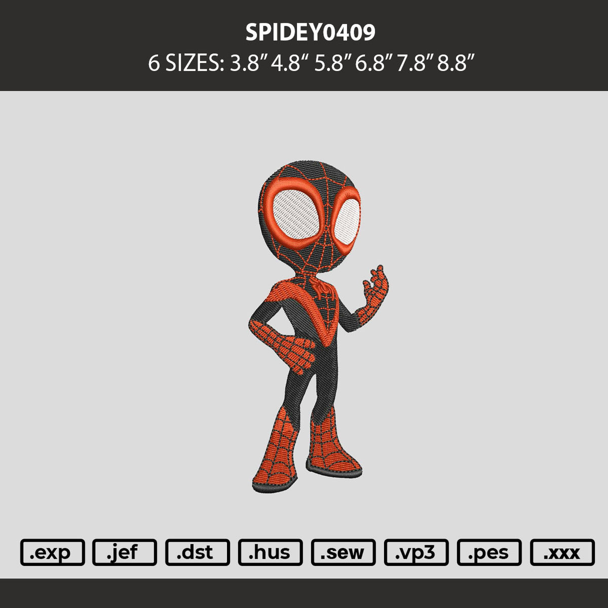 Spidey0409 Embroidery Machine Design File 6 sizes