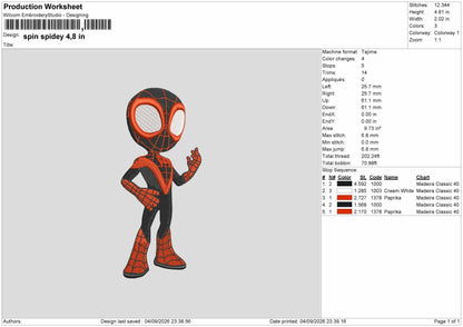 Spidey0409 Embroidery Machine Design File 6 sizes