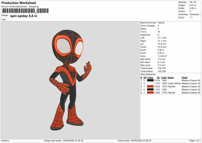 Spidey0409 Embroidery Machine Design File 6 sizes