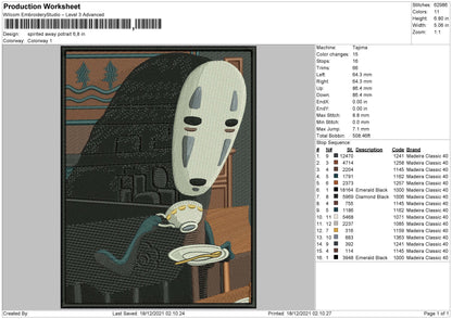 Spirited Away Embroidery File 4 size