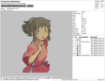 Spirited Away V1 Embroidery File 4 size