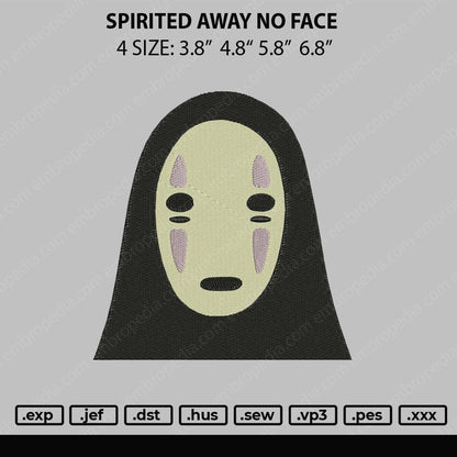 Spirited Away No Face Embroidery File 4 size