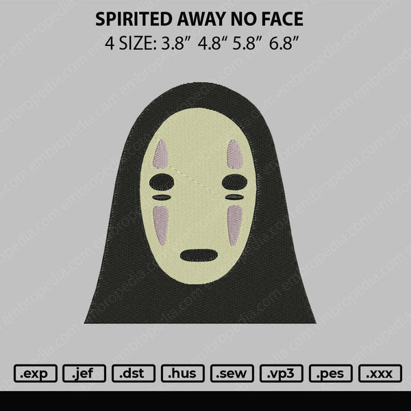 Spirited Away No Face Embroidery File 4 size