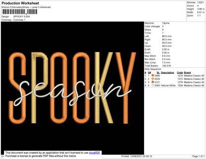 Spooky Text Embroidery File 4 size