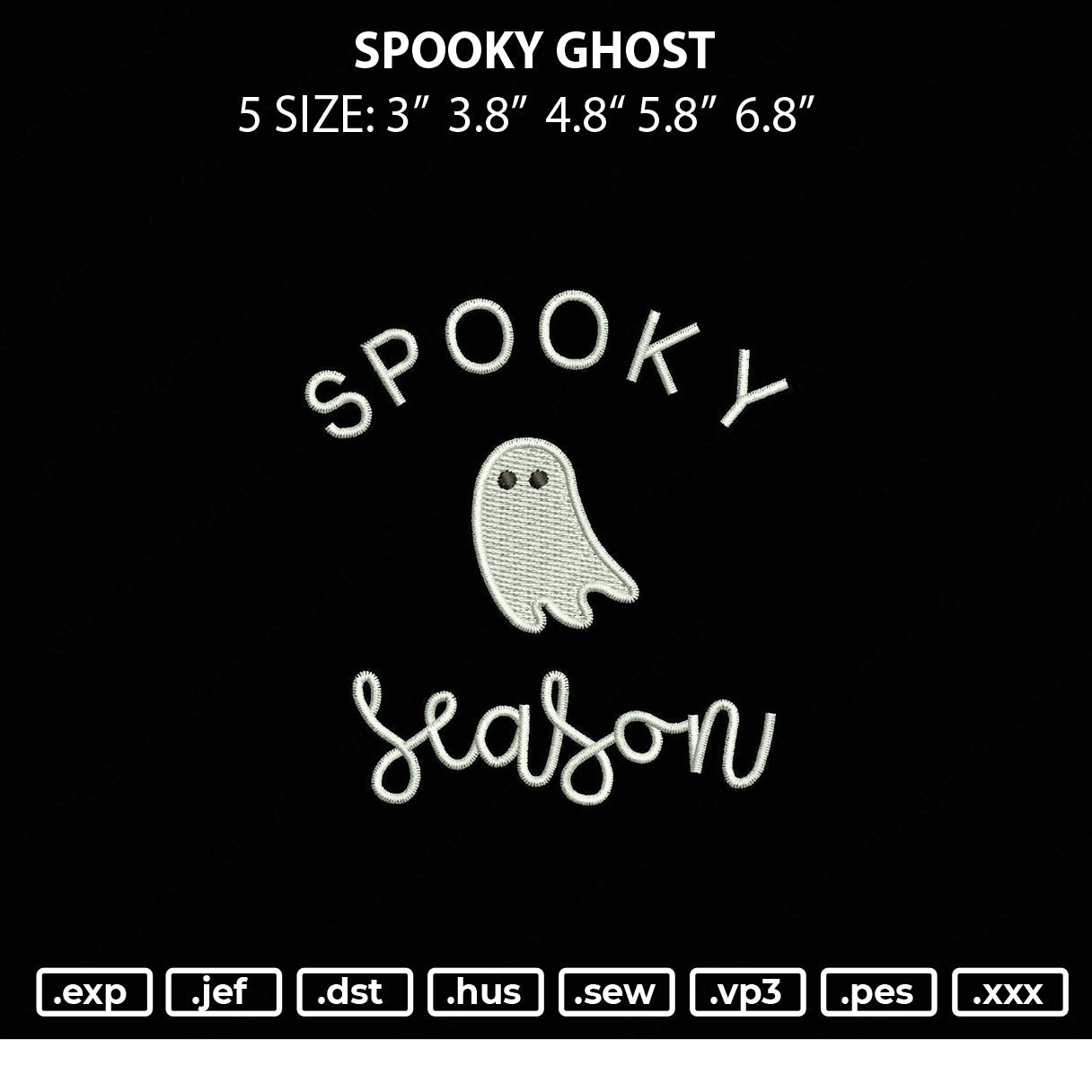 Spooky Ghost Embroidery File 5 size