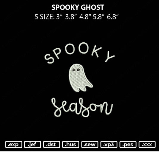 Spooky Ghost Embroidery File 5 size