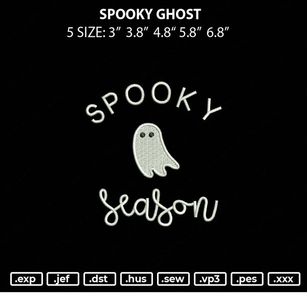 Spooky Ghost Embroidery File 5 size