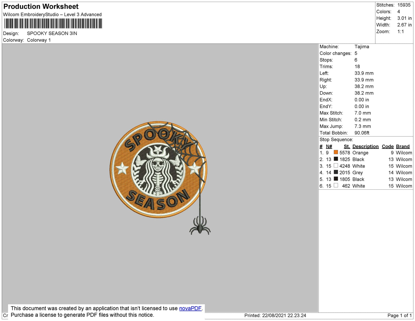 Spooky Season Embroidery File 4 size