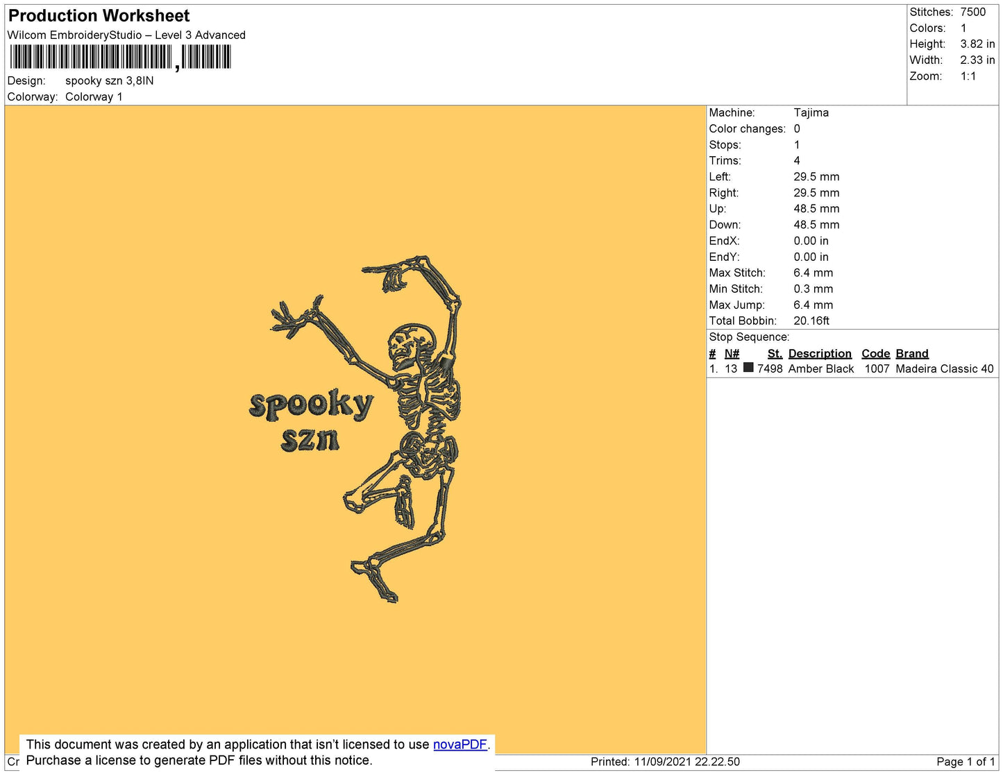Spooky SZN Embroidery File 7 size