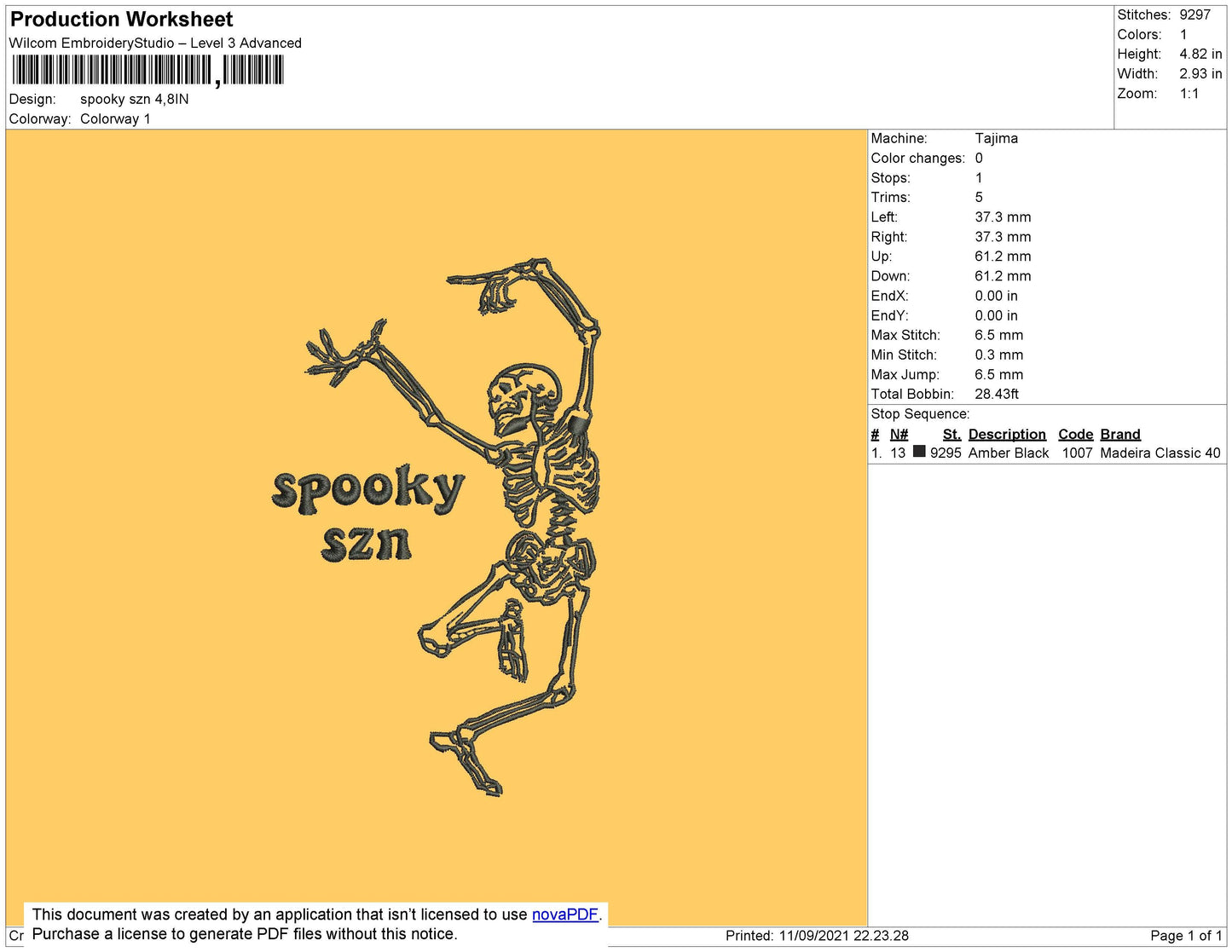 Spooky SZN Embroidery File 7 size