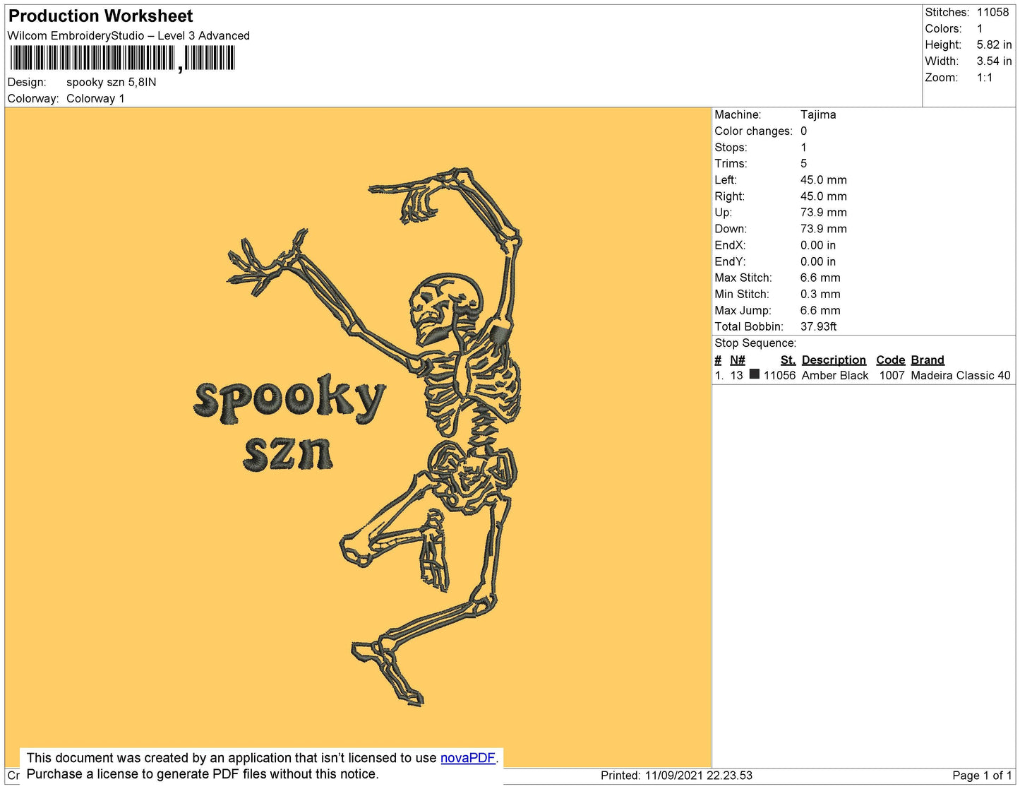 Spooky SZN Embroidery File 7 size