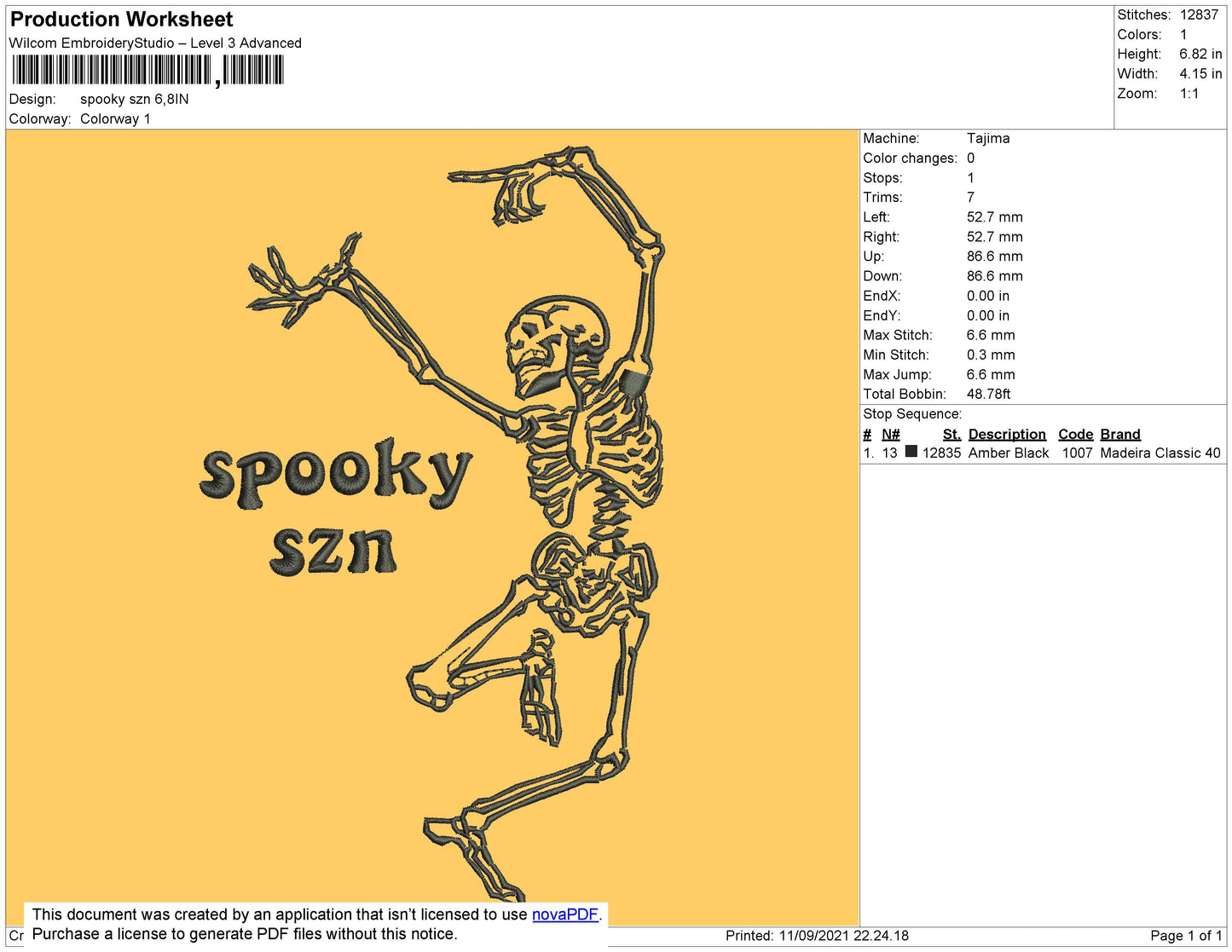 Spooky SZN Embroidery File 7 size