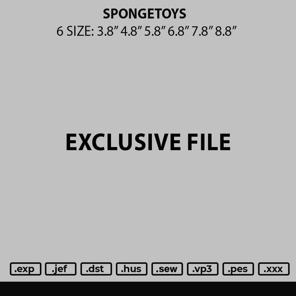 Spongetoys Embroidery File 6 sizes