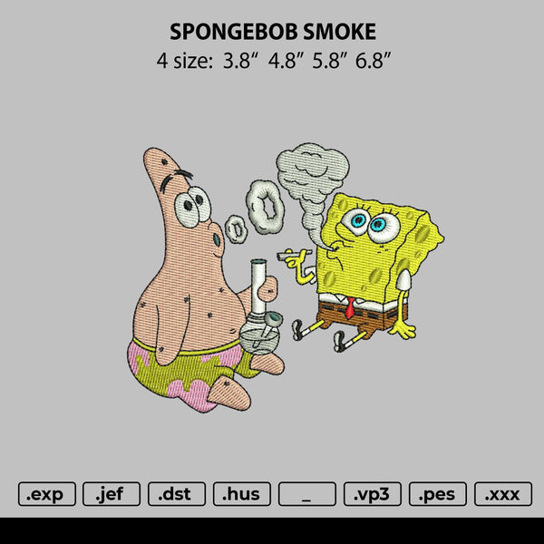Spongebob Smook Embroidery File 4 size