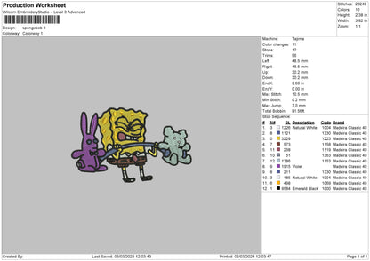 Spongeb Rabbit Embroidery File 6 sizes
