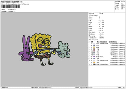 Spongeb Rabbit Embroidery File 6 sizes