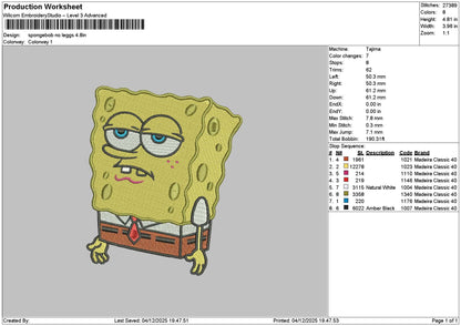 Sponge0412 Embroidery File 6 sizes