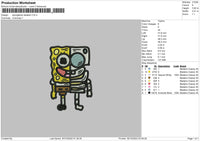 Spongebob Skeleton Emboidery File 6 sizes