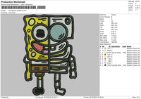 Spongebob Skeleton Emboidery File 6 sizes