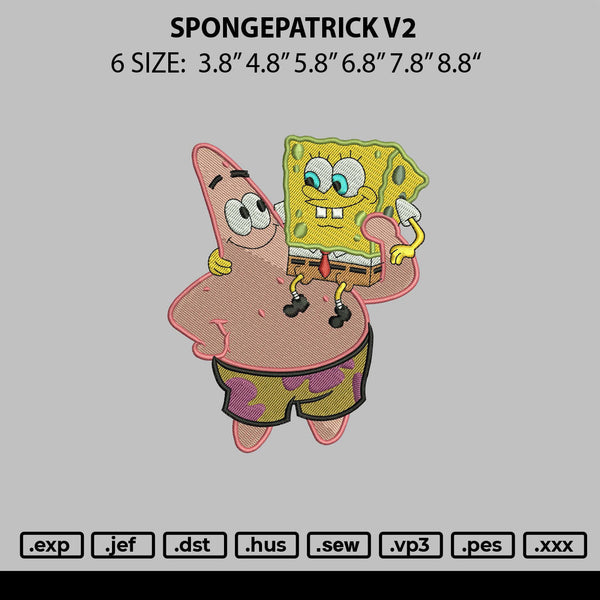 Spongepatrick V2 Embroidery File 6 sizes