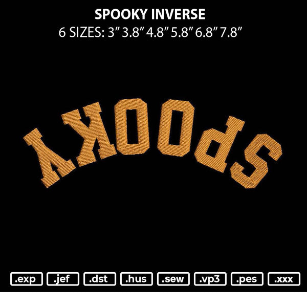 Spooky Inverse Embroidery File 6 sizes