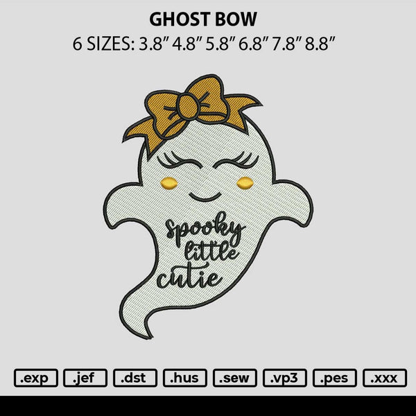 Ghost Bow Embroidery File 6 sizes