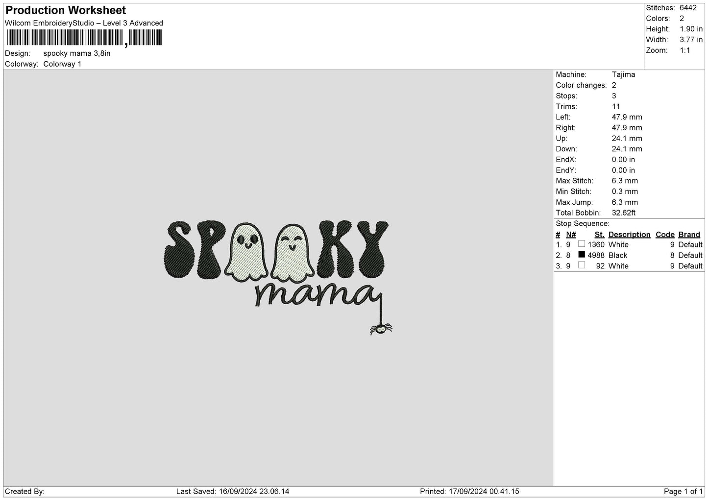 Spookytext 1709b Embroidery File 6 sizes