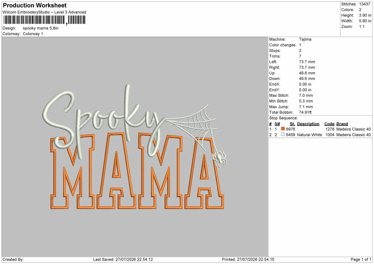 Spooky Text 2707 Embroidery Machine Design File 6 sizes