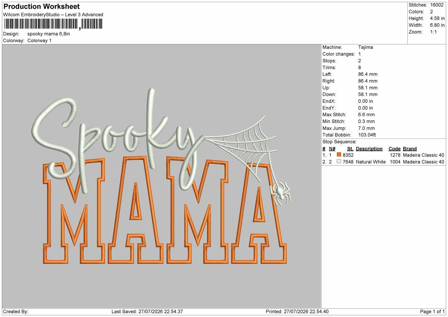 Spooky Text 2707 Embroidery Machine Design File 6 sizes