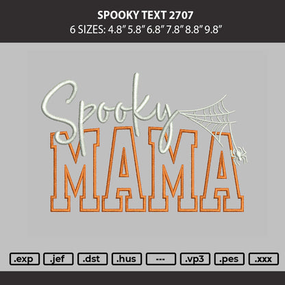 Spooky Text 2707 Embroidery Machine Design File 6 sizes