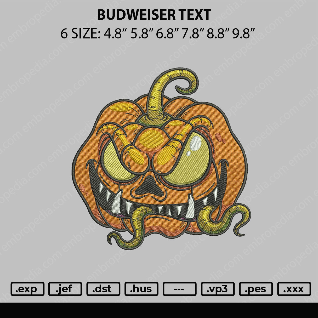 Spooky Pumpkin Embroidery File 5 sizes