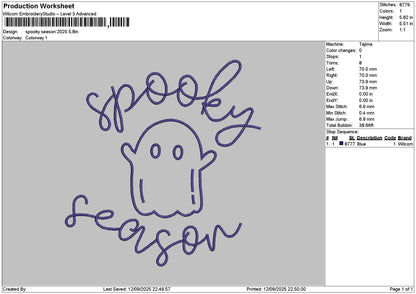 Spookytext 1209 Embroidery File 6 sizes